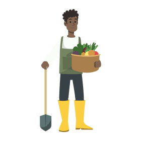 Man holding fruit basket clipart