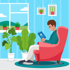 Florist reading book vector