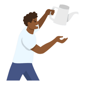 Man watering plant clipart