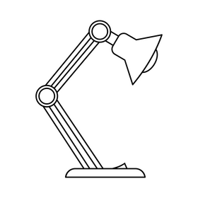 Table lamp drawing black and white clipart