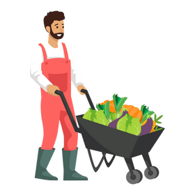 Man pushing vegetables cart clipart