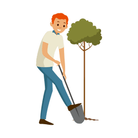 Boy planting tree clipart