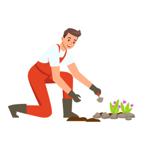 Man planting flower clipart