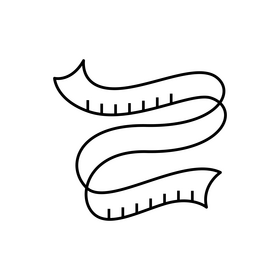 Tape measurement drawing black and white clipart