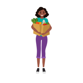 Woman bring groceries clipart