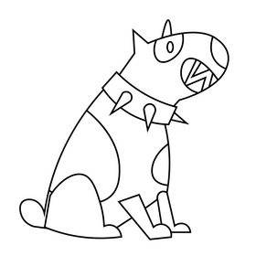 Bulldog sitting drawing black and white clipart