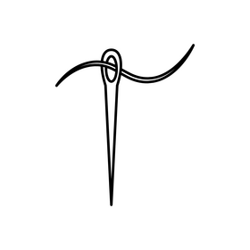 Quilting needle drawing black and white clipart