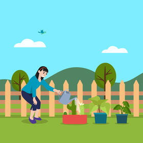 Watering plant vector