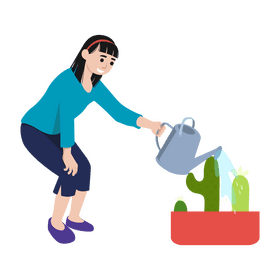 Woman watering plant clipart