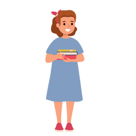 LIttle girl holding book clipart