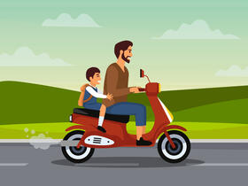 Father driving his son to school vector