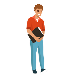 Smilling boy holding book clipart