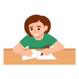 Little girl writing clipart