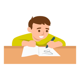Little boy writing clipart