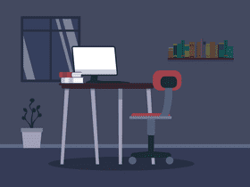 Study room at night vector