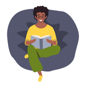 Woman reading book clipart