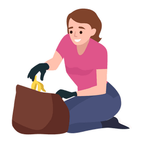 Girl dump trash banana skin clipart