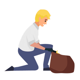 Boy dump trash clipart