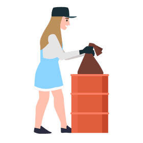 Girl dump trash clipart