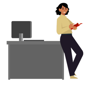 Teacher leaning on desk clipart