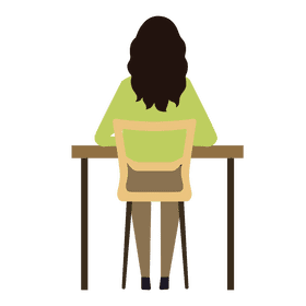 Woman study table clipart