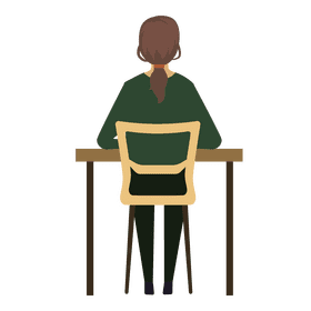 Woman writing from back view clipart