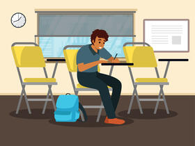 Studying at classroom vector