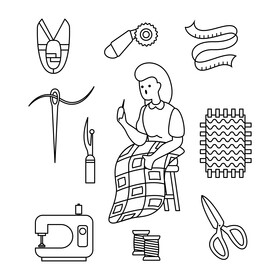 Quilting icons set black and white vector