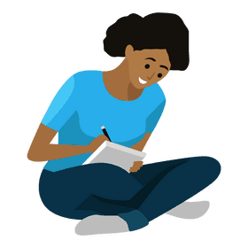 Woman writing on book clipart