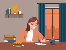 Woman studying vector