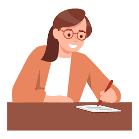 Woman writing on table clipart