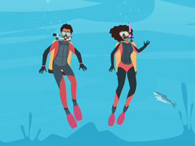 Couple divingv clipart