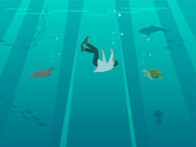 Man fall under the sea vector