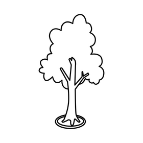Miniatur tree drawing black and white clipart