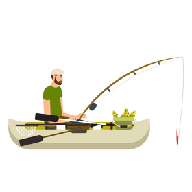 Man fishing boat clipart