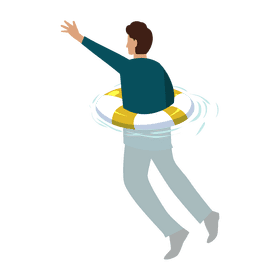 Man floating on the sea clipart