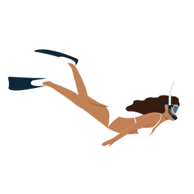 Woman scuba diving with bikini clipart