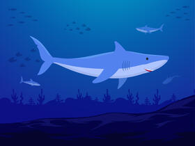 Shark kingdom deep down the sea vector