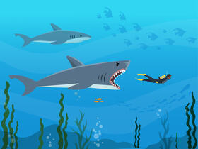 Sharks hunting vector