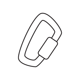 Climbing carabiner drawing black and white clipart