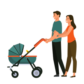 Family take a walk clipart