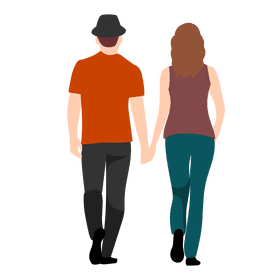 Couple walking from back clipart