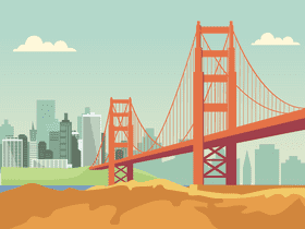 Golden bridge vector