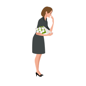 Woman holding bouquete clipart