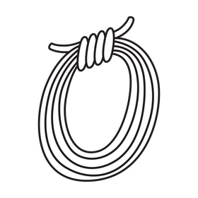 Mountain climbing rope drawing black and white clipart