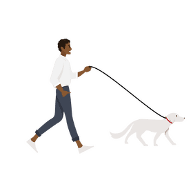 Man walking with his dog clipart