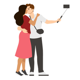 Couple kiss while doing selfie clipart