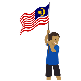 Little boy holding malaysia flag clipart