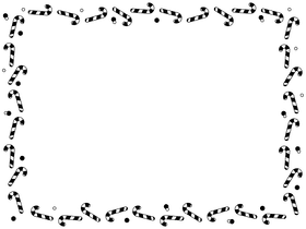 Christmas candy cane Border black and white clipart