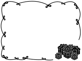 Christmas gifts Border black and white clipart
